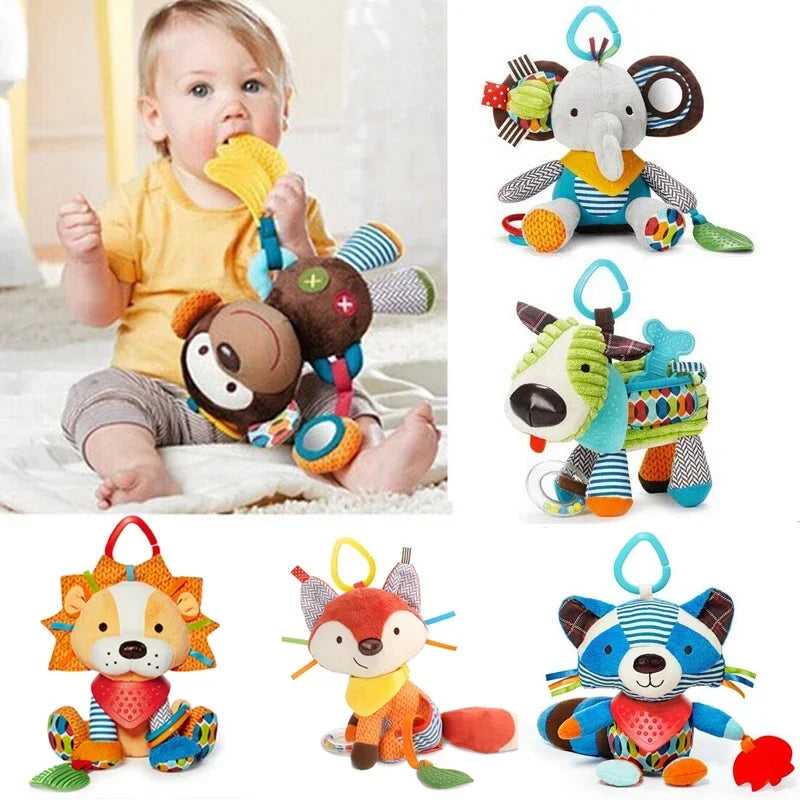 0-6 Months Cute Animals Baby Toys Plush Stuffed Rattle Toys Stroller Hanging Animals Bed Mobile Infant For baby toys