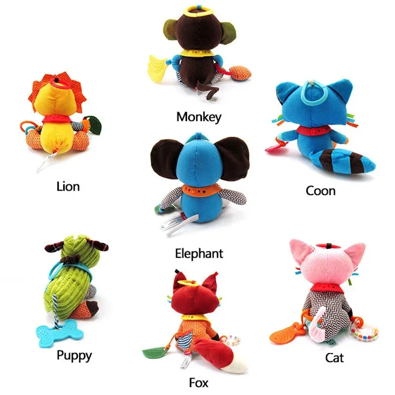 0-6 Months Cute Animals Baby Toys Plush Stuffed Rattle Toys Stroller Hanging Animals Bed Mobile Infant For baby toys