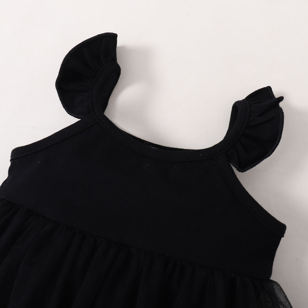 0-18 Months Newborn Baby Girl Romper Dress Sleeveless Black Lace Dress with Headband 2PCS Costume Infant Baby Girl Jumpsuit