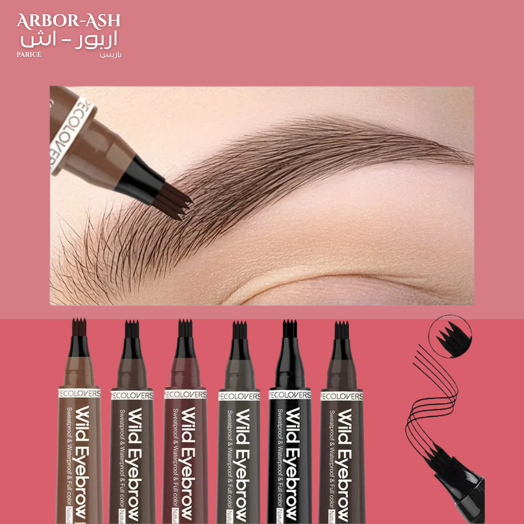 Arbor-Ash – قلم تحديد وتعبئة الحواجب برؤوس مشطية رباعية 