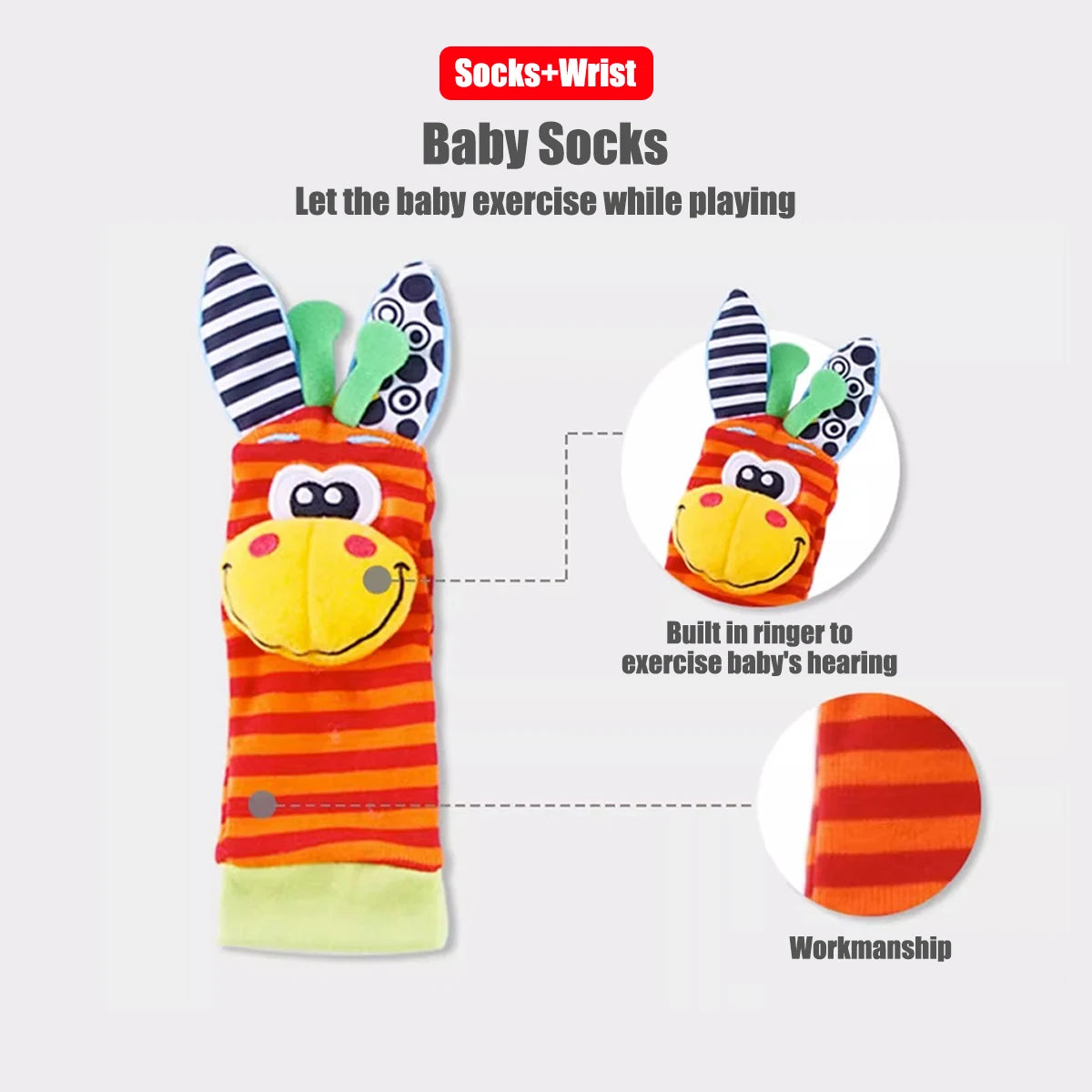 0~24 Months Baby Rattles Soft Plush Toys Foot Wrist Rattle set cartoon Newborn Development Educational Toys For children