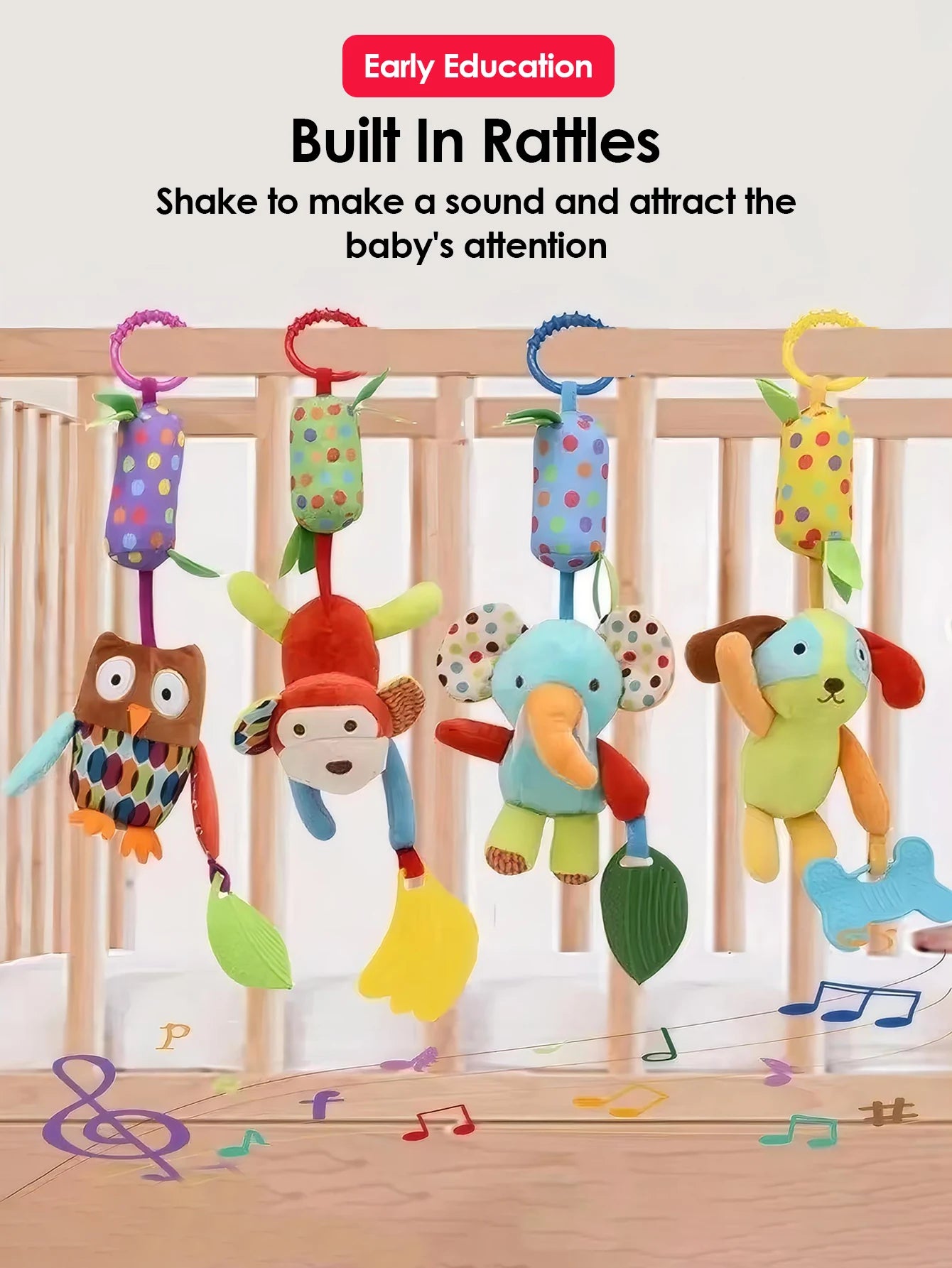 0~24 Months Baby Rattles Soft Plush Toys Foot Wrist Rattle set cartoon Newborn Development Educational Toys For children