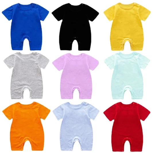 0-24M Unisex Baby Bodysuits Summer Thin Newborn Blank Customized Short Sleeve Rompers Infant Cotton Solid Color Jumpsuit