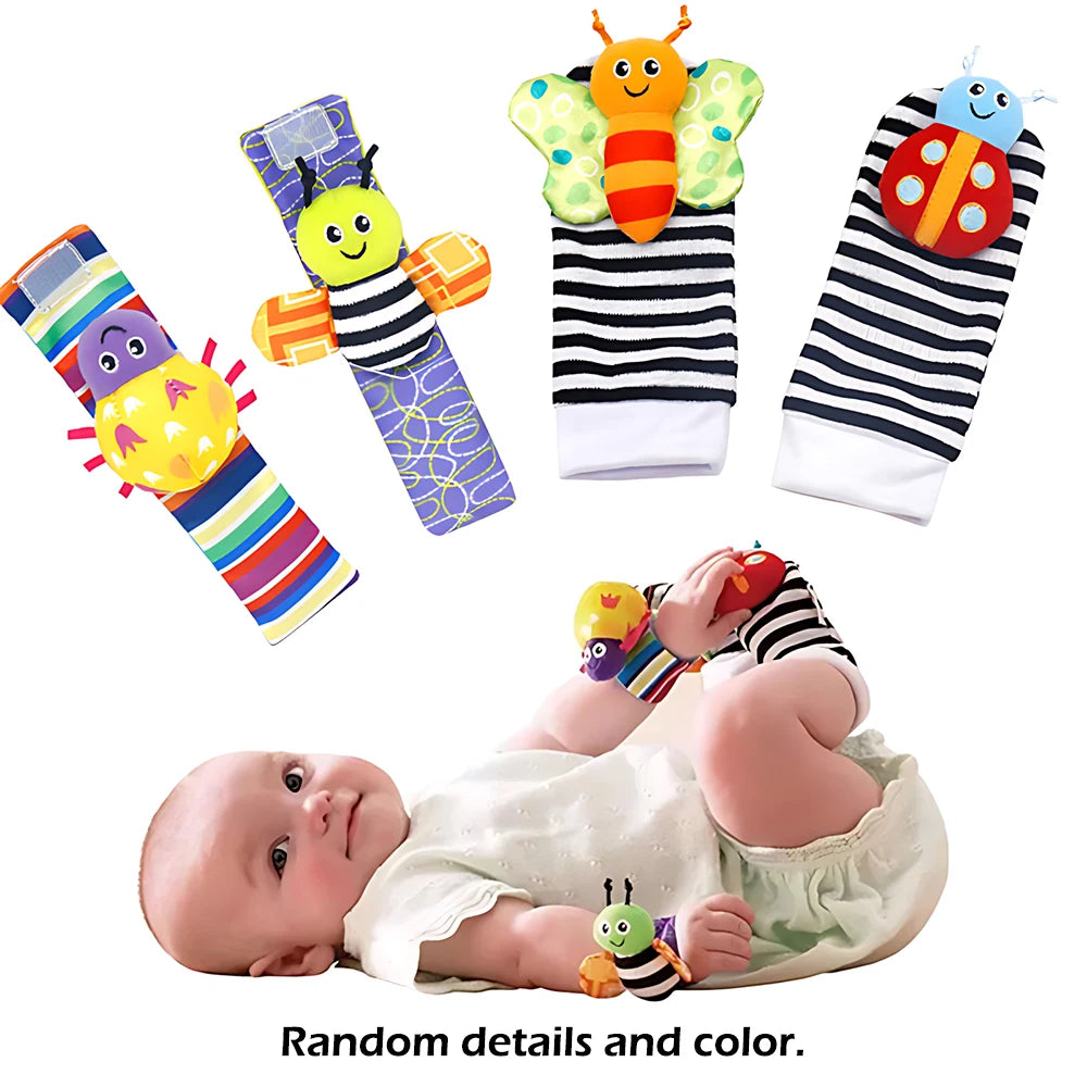 0~24 Months Baby Rattles Soft Plush Toys Foot Wrist Rattle set cartoon Newborn Development Educational Toys For children