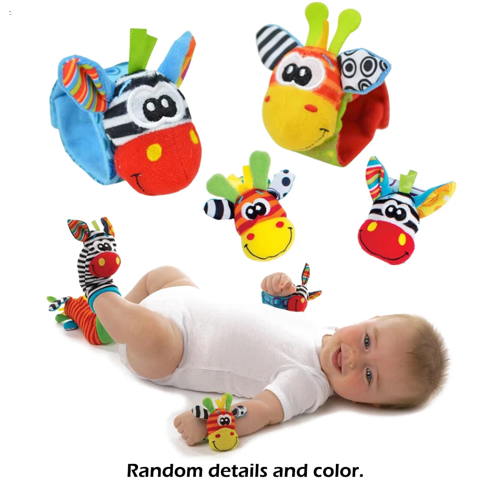 0~24 Months Baby Rattles Soft Plush Toys Foot Wrist Rattle set cartoon Newborn Development Educational Toys For children
